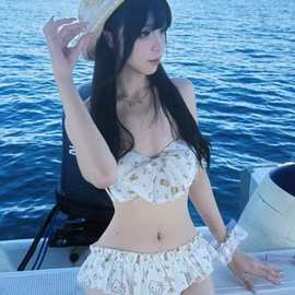2025韩系少女小熊可爱分体泳衣女小胸比基尼度假ins纯欲保守显瘦