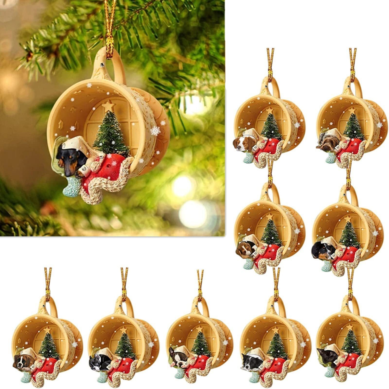 Transfronterizo nuevo acrílico taza plana perro mascota decoraciones de Navidad coche mochila adornos image 2