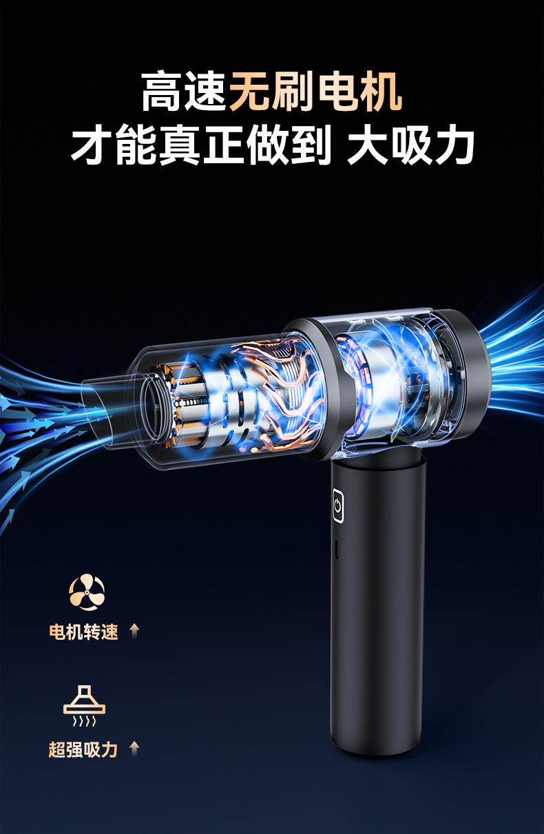 Car Vacuum Cleaner Wireless Charging Car Home Large Suction Small Handheld Mini Car Vacuum Cleaner Cross-Border