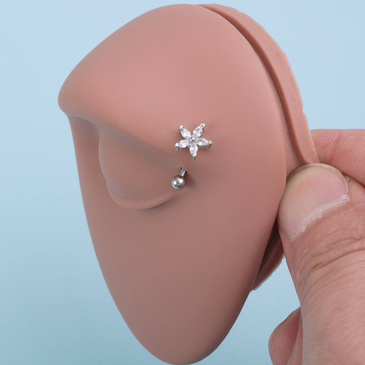 Piercing nombril en acier inoxydable avec papillon en zircon_voghion.com