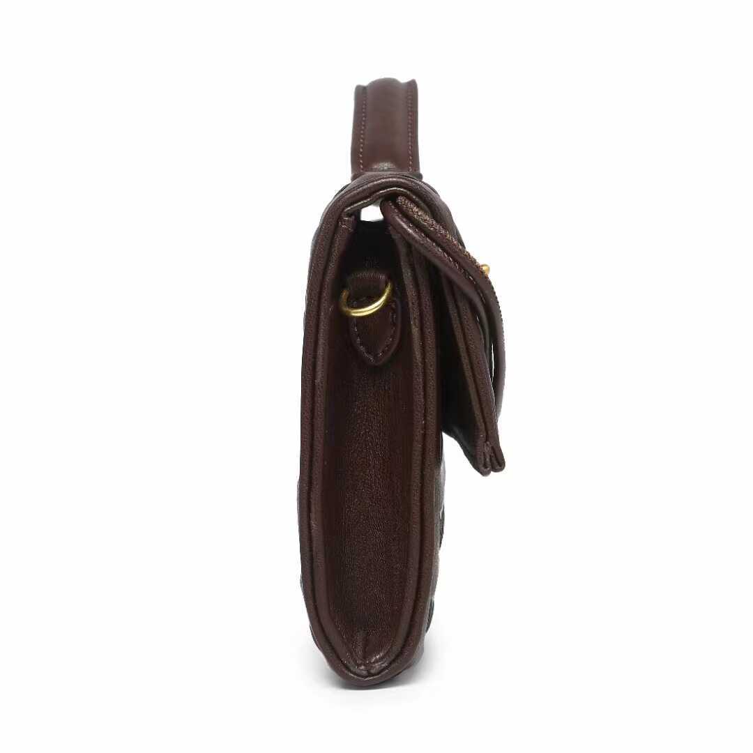 Túi clutch da bò dệt thủ công phong cách Pháp đeo chéo một bên vai — Cà phê, Trắng be, Xám nhạt, Xanh cỏ chi tiết 21