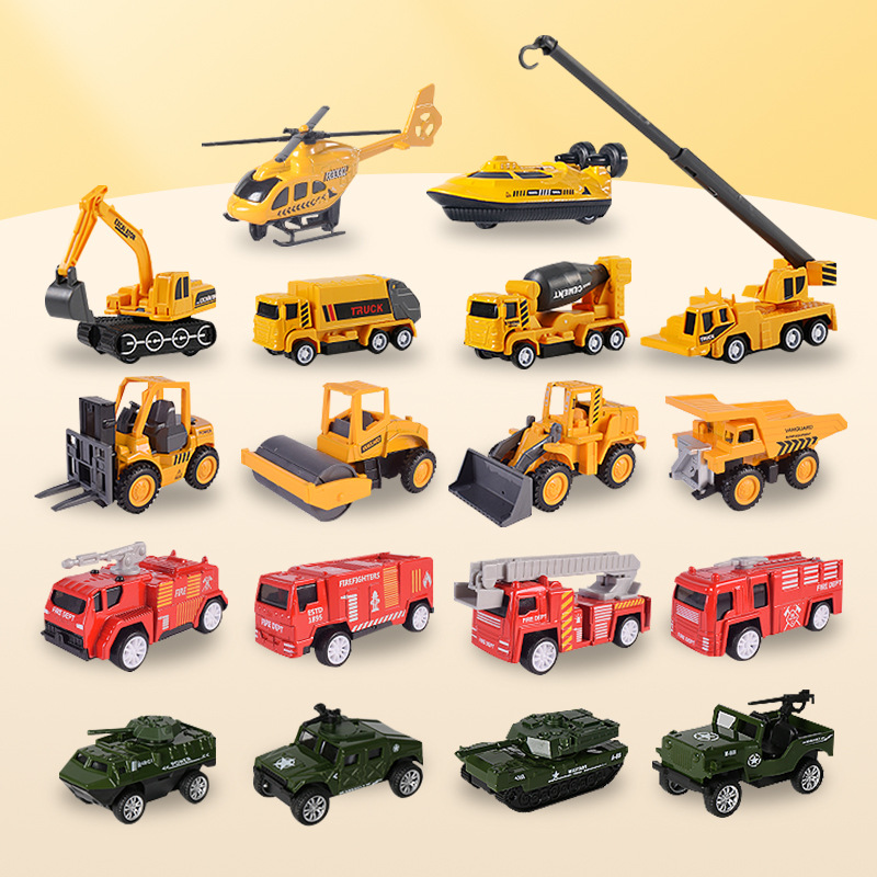 Simulación aleación Tire hacia atrás modelo de coche lucha contra incendios ingeniería militar modelo de coche traje decoración de juguete para niños al por mayor transmisión en vivo