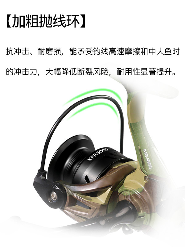 Camuflamiento cool freno delantero y trasero gran línea de pesca rueda giratoria de metal ultra larga lanzamiento de rueda de pesca silvestre pescar