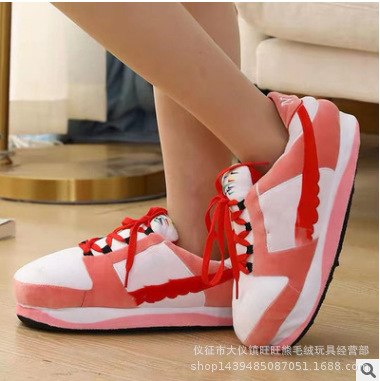Tiktok mismo estilo parodia zapatos de grasa Coco pareja Zapatillas de algodón volver al futuro casa piso Kang hebilla 1 zapatos de algodón