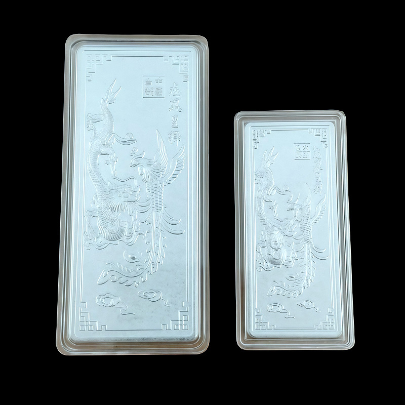 合金电镀银条摆件龙凤呈祥仿真银砖收藏投资镇宅摆件S999金属工艺