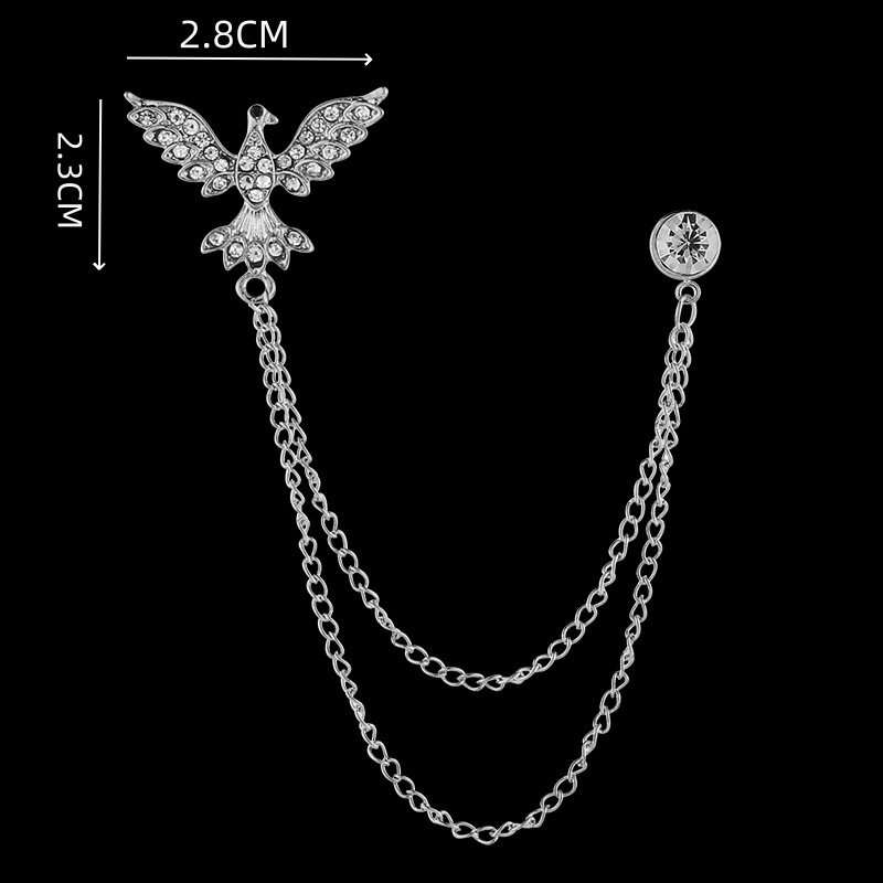 Moda corona alas diamante borla hombres traje broche simple todo partido traje vestido abrigo ramillete accesorios