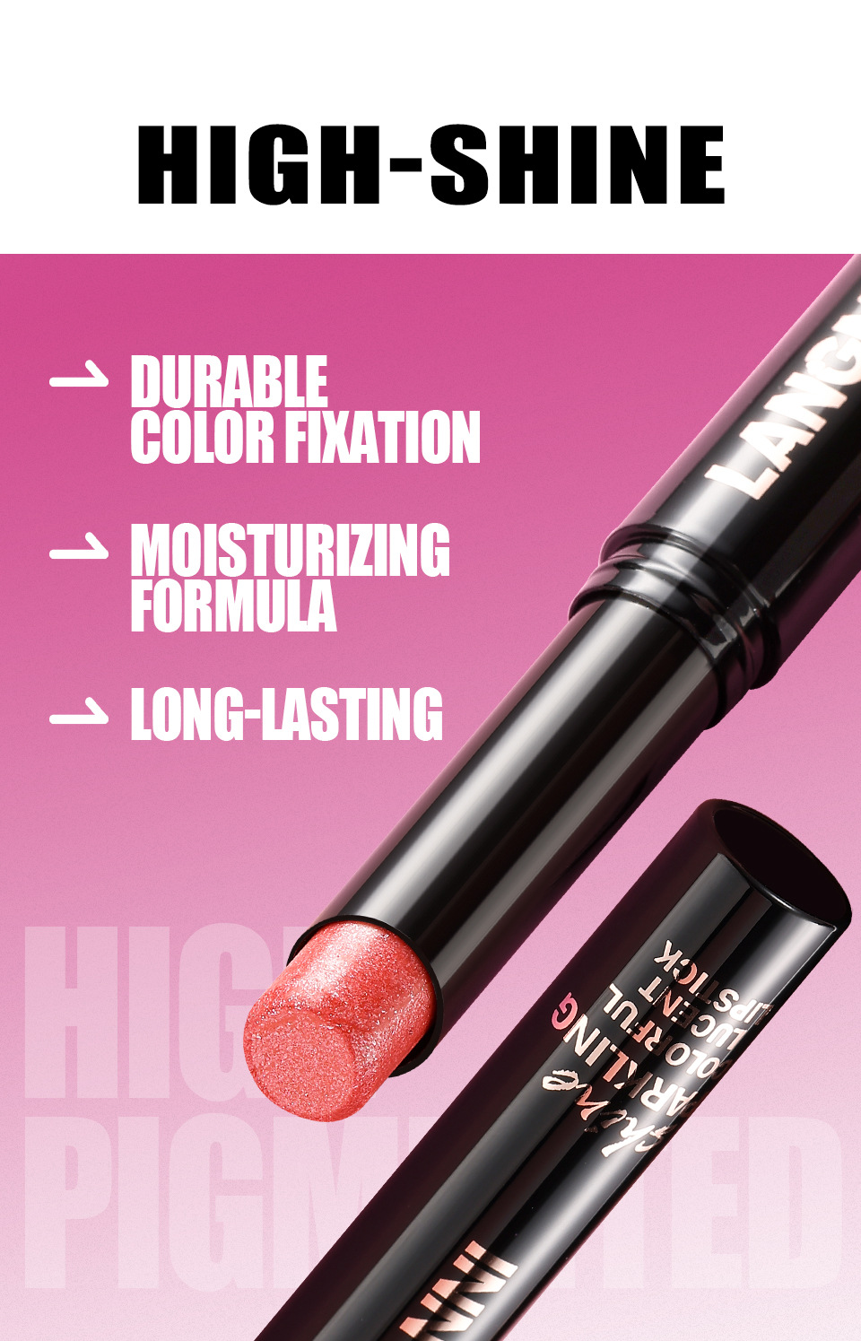 LANGMANNI ten-color bevel pearlescent rotating bevel design lipstick single pack Application Scenario