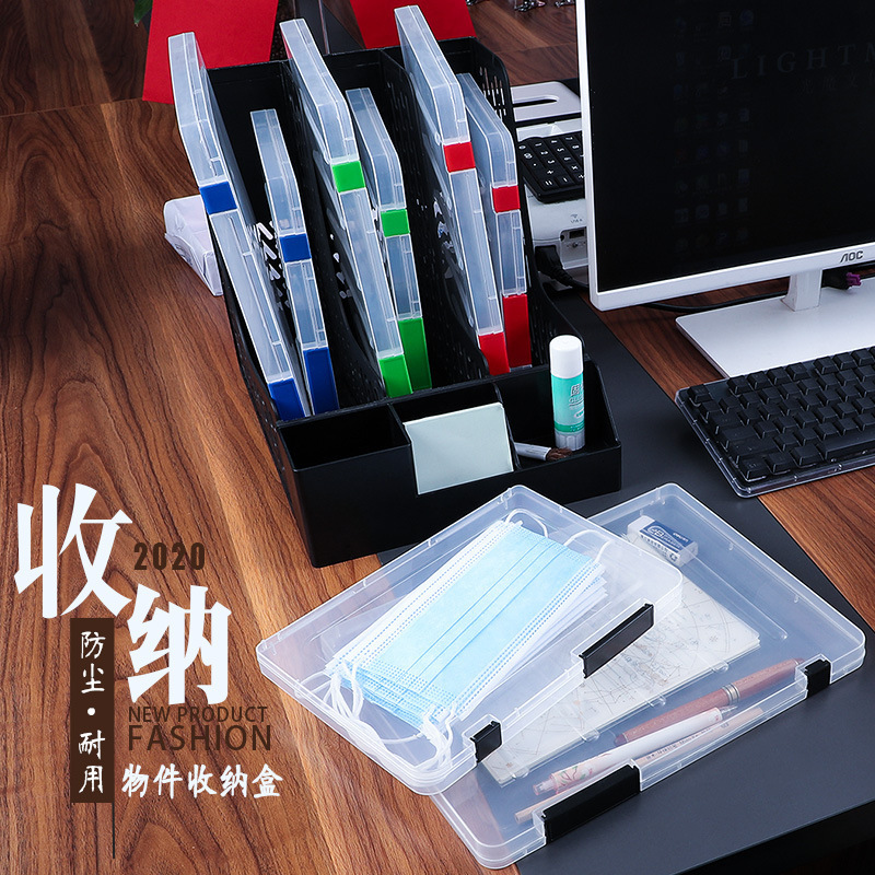 F8118 Portable File Folder Plastic A4 File Storage Box Transparent Classification Organizer File Box in Stock for Immediate Shipping