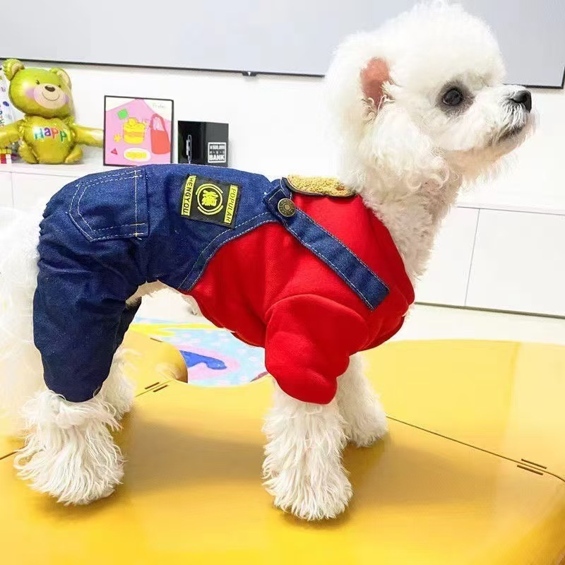 빨간색 데님 곰인형