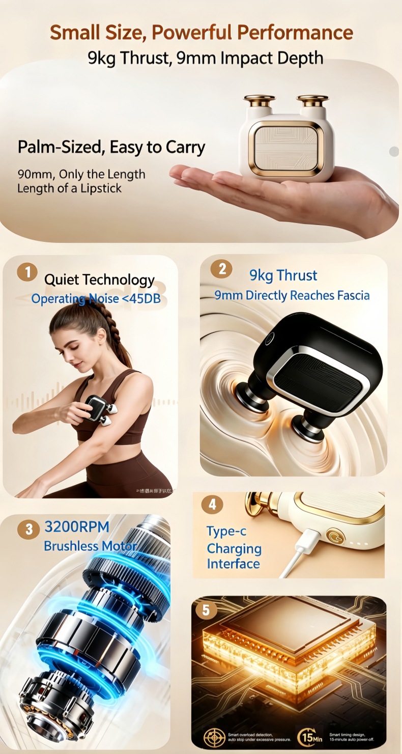 Pistolet de massage portable mini appareil pour nuque et dos_voghion.com