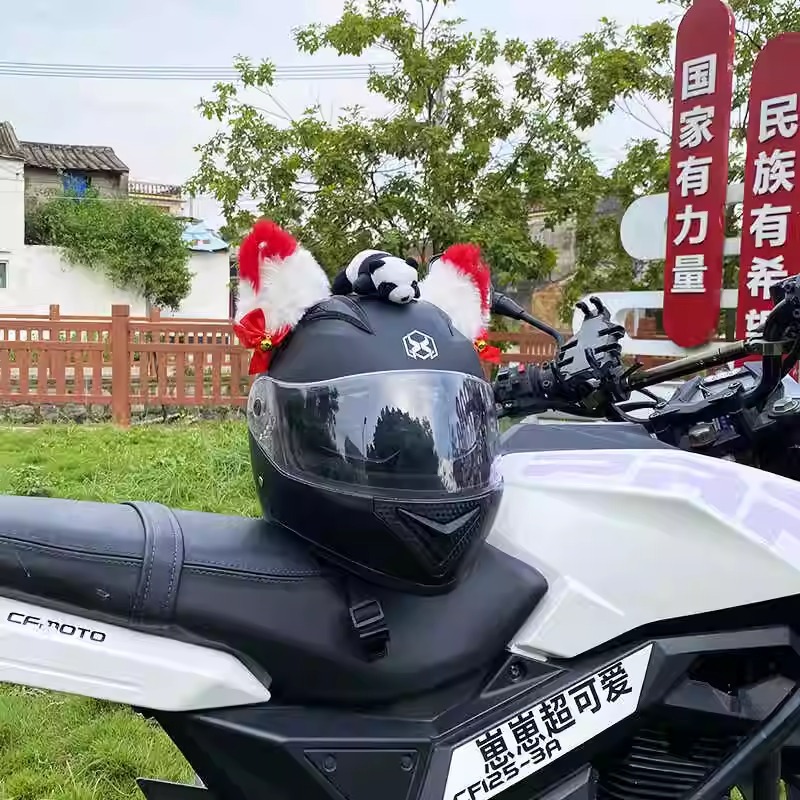 Creative Helmet Motorcycle Plush Stereo Ears Decoration Riding Accessories