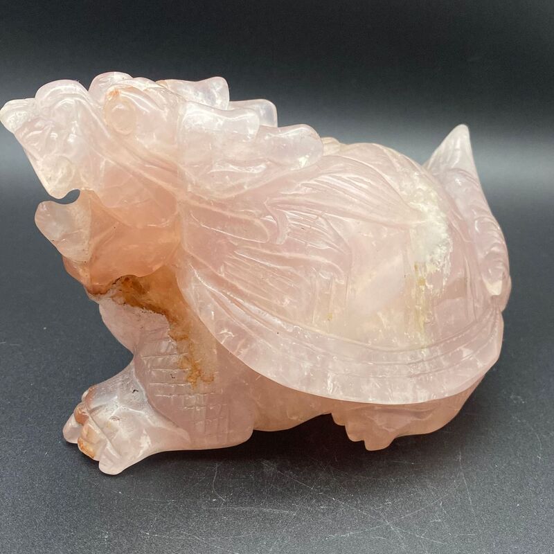 天然粉晶龙龟水晶摆件雕刻件桌面摆件手工雕刻件装饰直 图 6