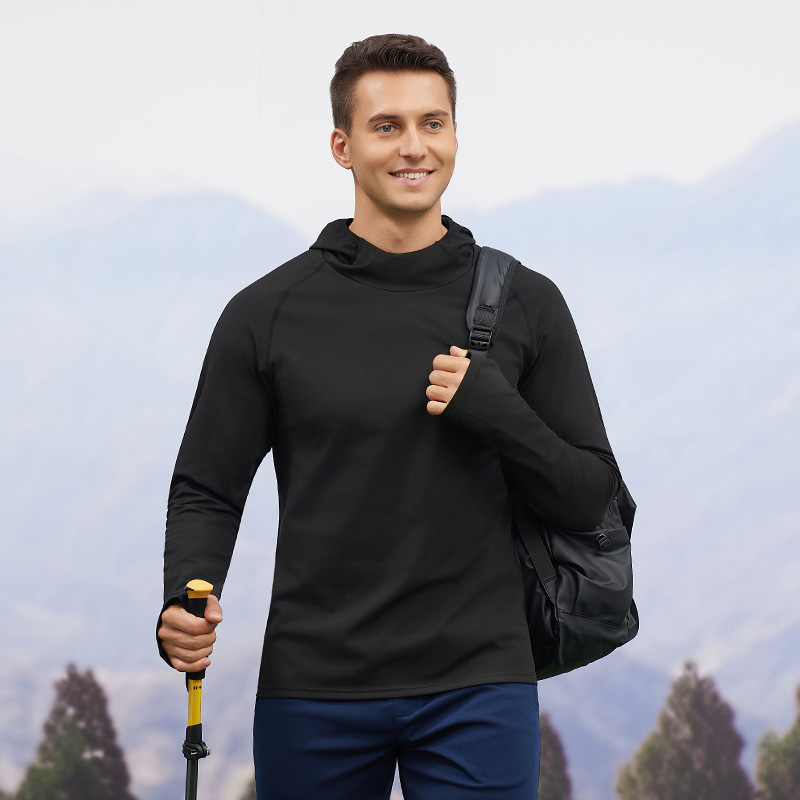 Ropa deportiva de otoño e invierno ropa deportiva de ocio al aire libre hombres con blusas de terciopelo para correr Fitness chaqueta deportiva de manga larga con capucha