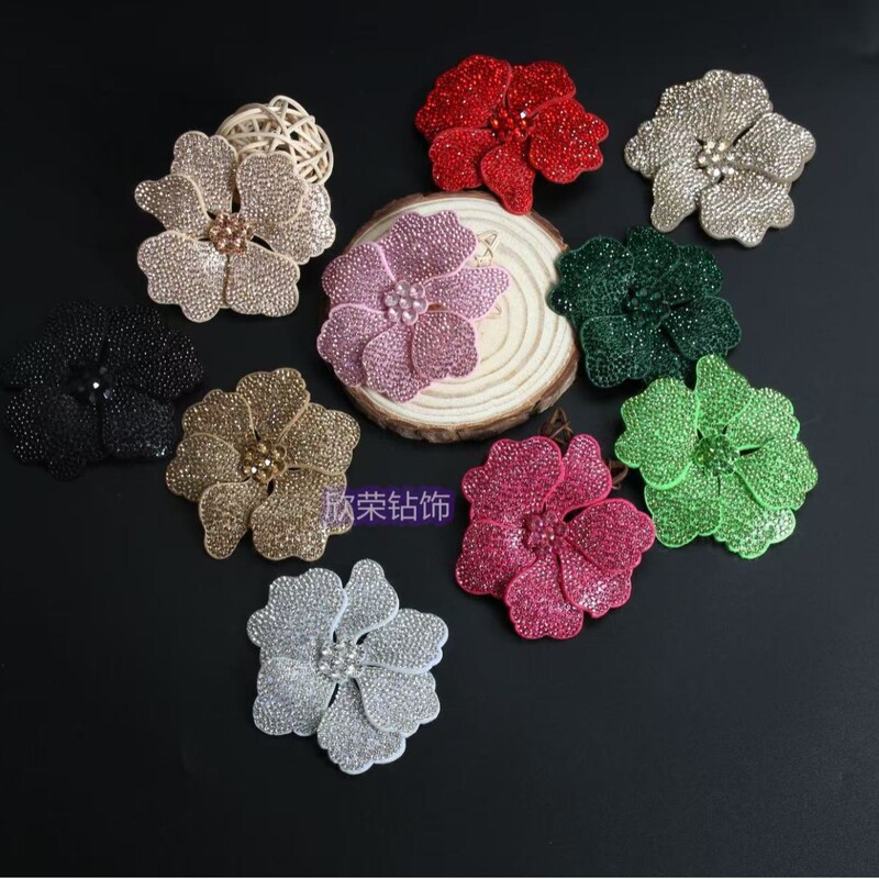 贴跨境diy水钻立体花朵装饰品 玻璃钻礼服包包装饰鞋头鞋扣配件|undefined