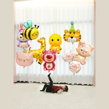 气球飘空氦气婴儿月龄追视玩具绑腿卡通图案铝膜儿童宝宝拍照道具