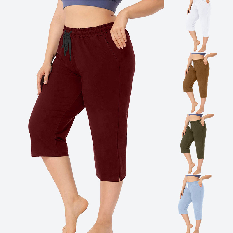 2022 Foreign Trade Cross-border Women's Pants Amazon AliExpress Personalized Women's Casual Pants Plus Size Capri Pants