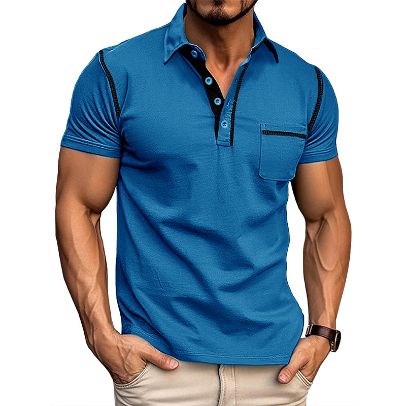 2024 verano europeo y americano hombres camisa de Polo de manga corta Comercio exterior hombres solapa camiseta transfronteriza superior color a juego polo