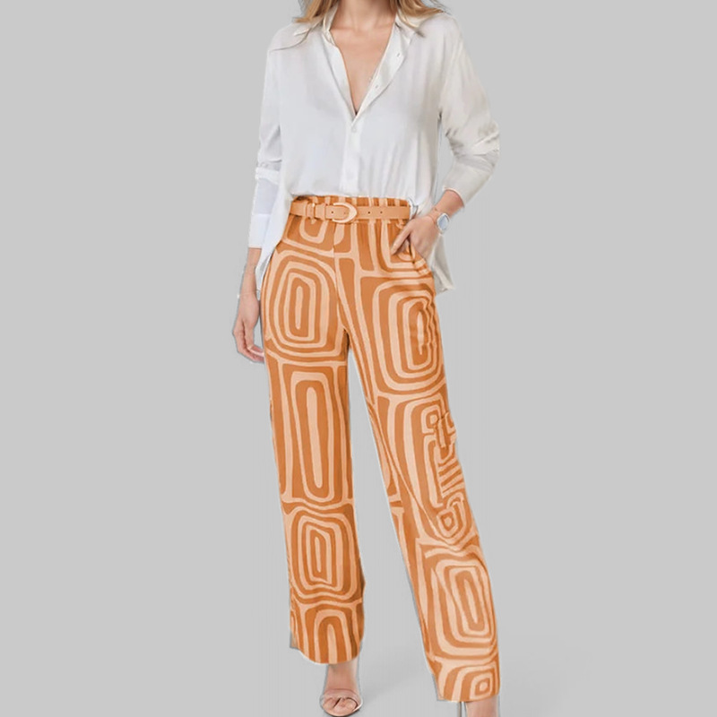2026 New Spring Women's Clothing European And American Cross-Border Fashion Suit Commuting Simple V-Neck Printed Long_ecoleips.com