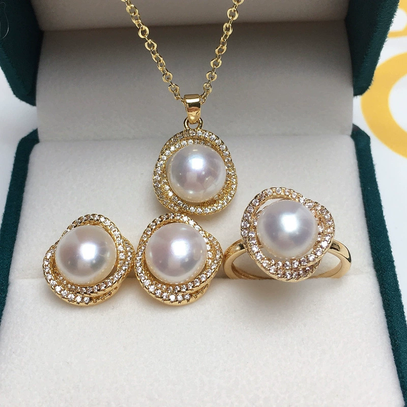 K золото ремесло изысканный Птичье гнездо пресноводный жемчуг кулон серьги кольцо костюм 18K золото ювелирные изделия подарок Интернет-знаменитости