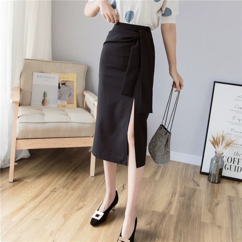 2021 весна-лето новая модная универсальная юбка средней длины с бретельками приталенная юбка с бедрами на один шаг