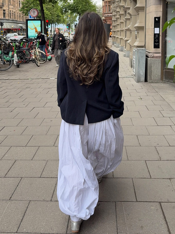 Quần harem ống rộng cotton dáng lửng lưng vừa phong cách đường phố — Màu hồng, Màu kaki, Màu mơ, Màu xanh da trời chi tiết 51