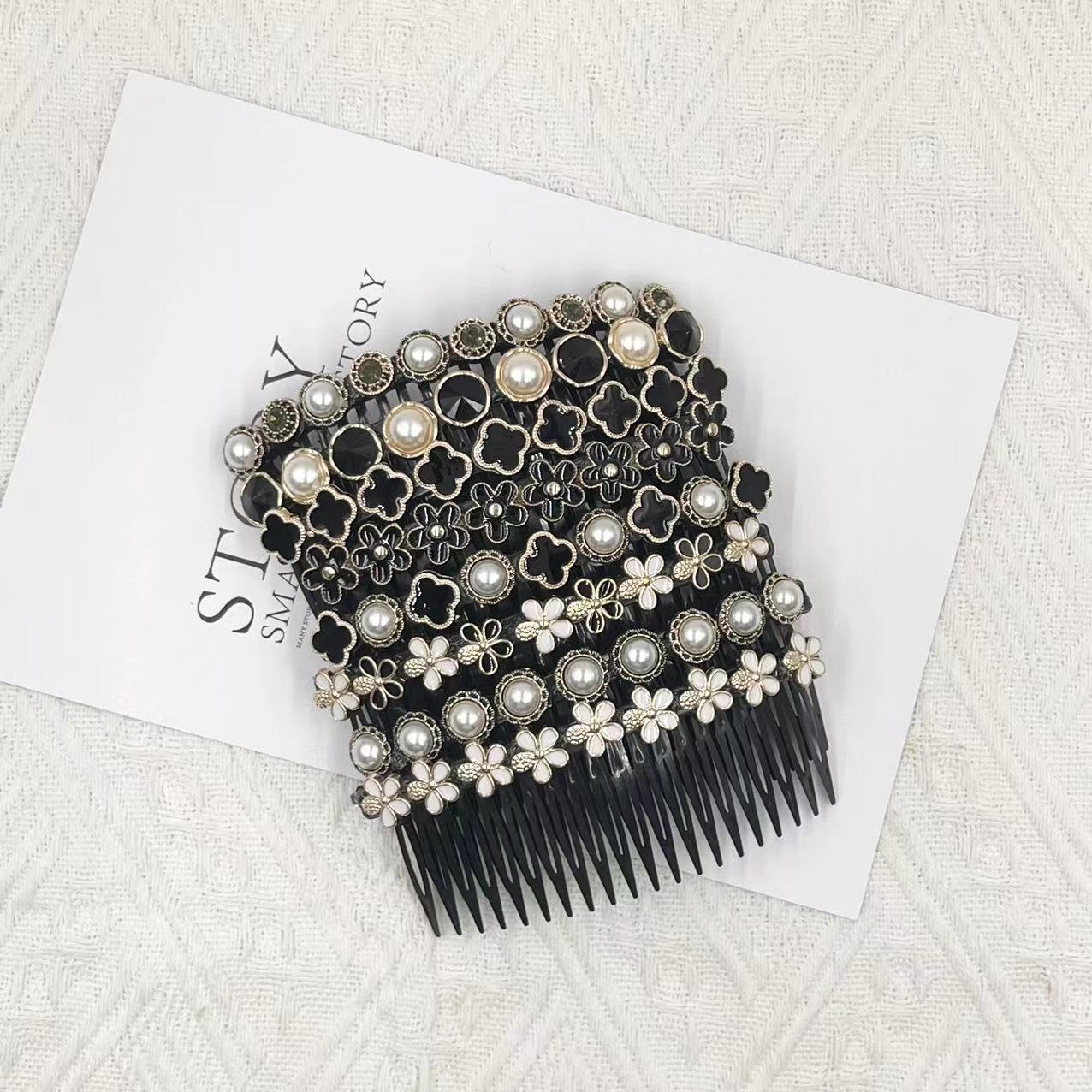 Pearl Hair Comb Fringe Flyaway Styler, Women's Back of Head Fixed Hair Clip, Hairpin Hair Styling Comb, Hair Band Headwear