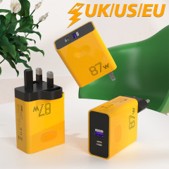 国境を越えたプライベートモデル TYPE-C+USB デュアル回線急速充電 87W 充電器ヨーロッパ、アメリカ、イギリス USB-C 充電ヘッド工場