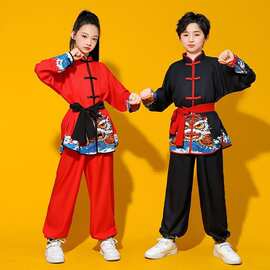 儿童打鼓练功武术表演服装校运会功夫训练中国太极舞狮演出服舞龙