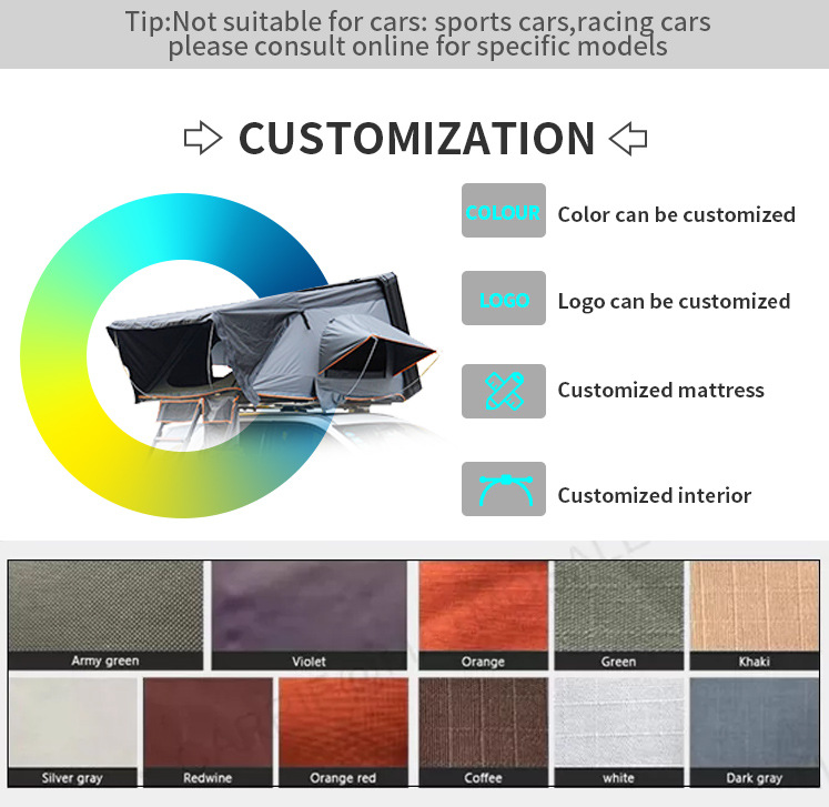 Factory Wholesale Family Self-Driving Camping Polyester Cotton Roof Tent Outdoor Waterproof and Windproof Hard Shell Car Tent