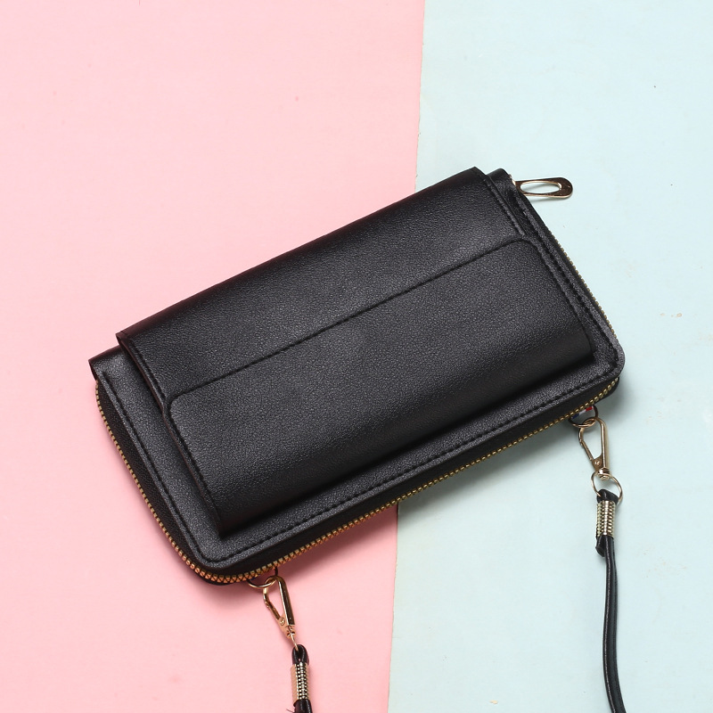 Comercio exterior transfronterizo damas billetera larga con cremallera coreana de gran capacidad de bolso de tramo inclinado de moda femenina función de bolso de teléfono móvil versátil