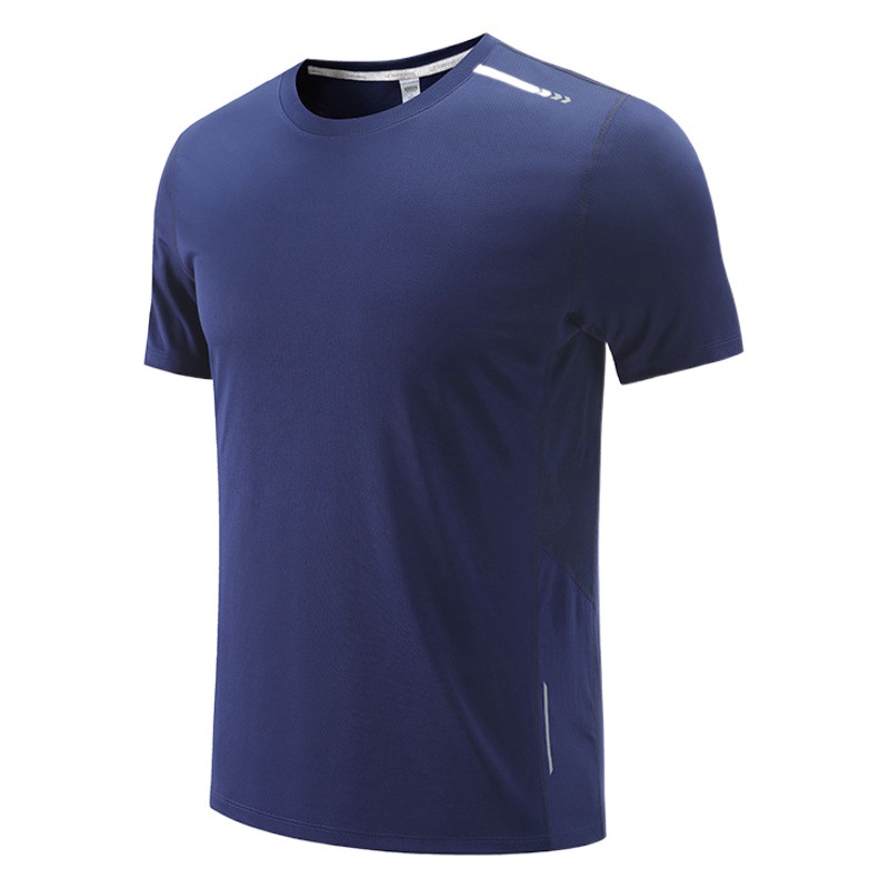 Deportes de verano ocio al aire libre ropa de secado rápido para hombres y mujeres cuello redondo manga corta suelta más tamaño grupo corriendo camiseta de seda de hielo L
