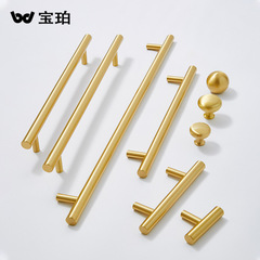 Modern Minimalist Chinese Style Brass Drawer Pulls, Single Hole Gold-Tone Luxury All-Copper Drawer Cabinet Handles