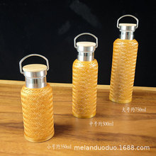 竹制品纯手工编织外壳保温杯创意便携旅行不锈钢水杯茶杯扣丝水壶