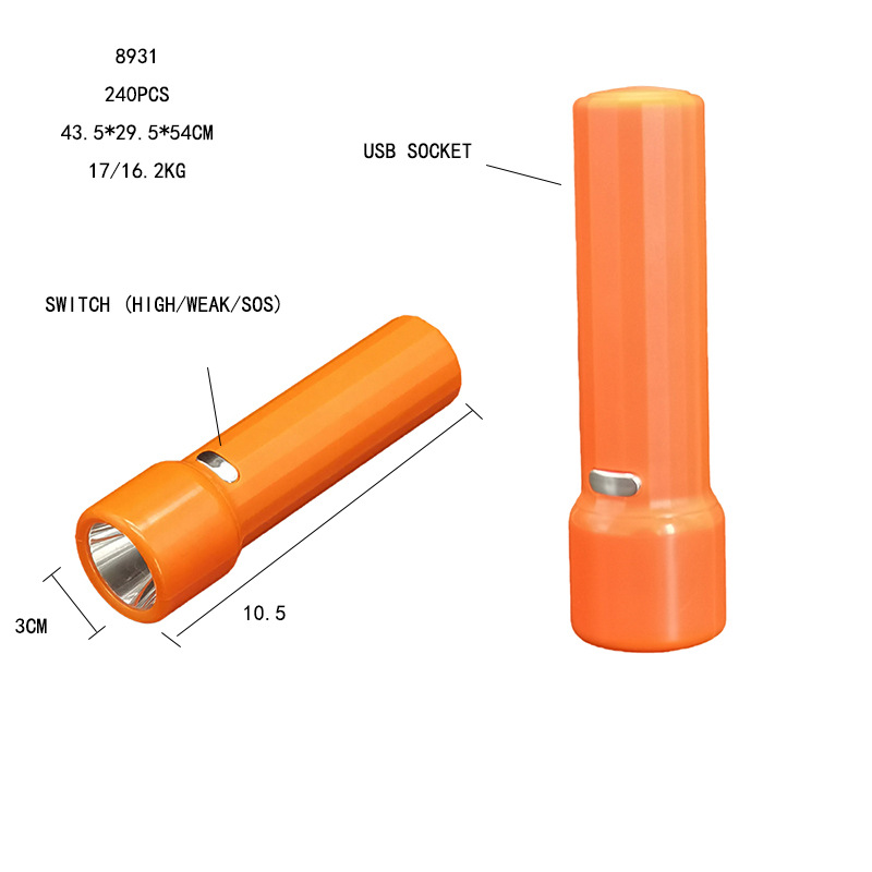 Mini linterna de plástico portátil multifuncional de luz intensa