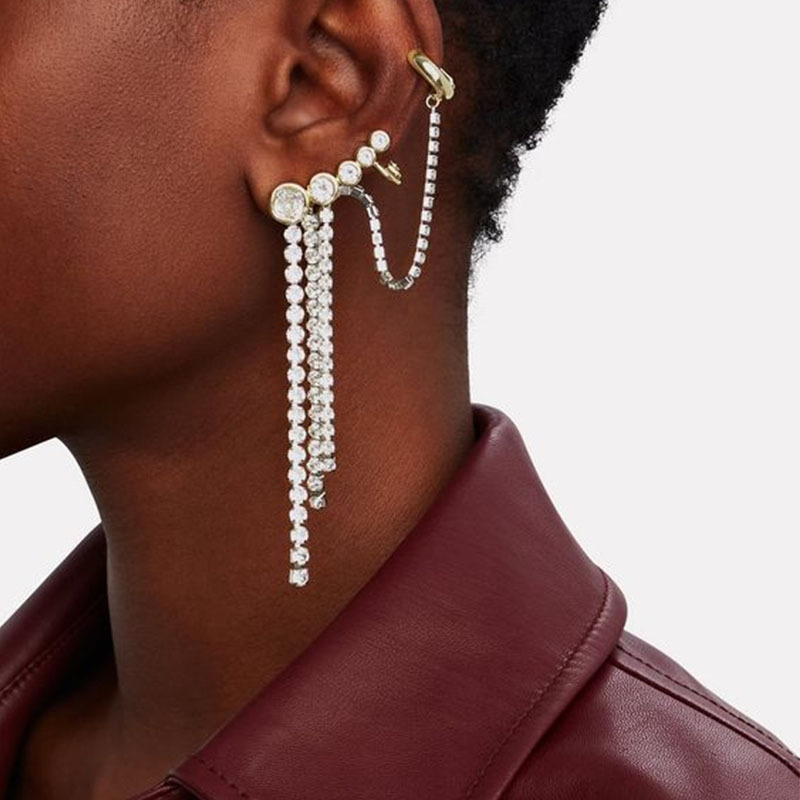 Europeos y estadounidenses simples orejas de bordas de moda diamante orejas de hueso accesorios irregulares aretes de mujer