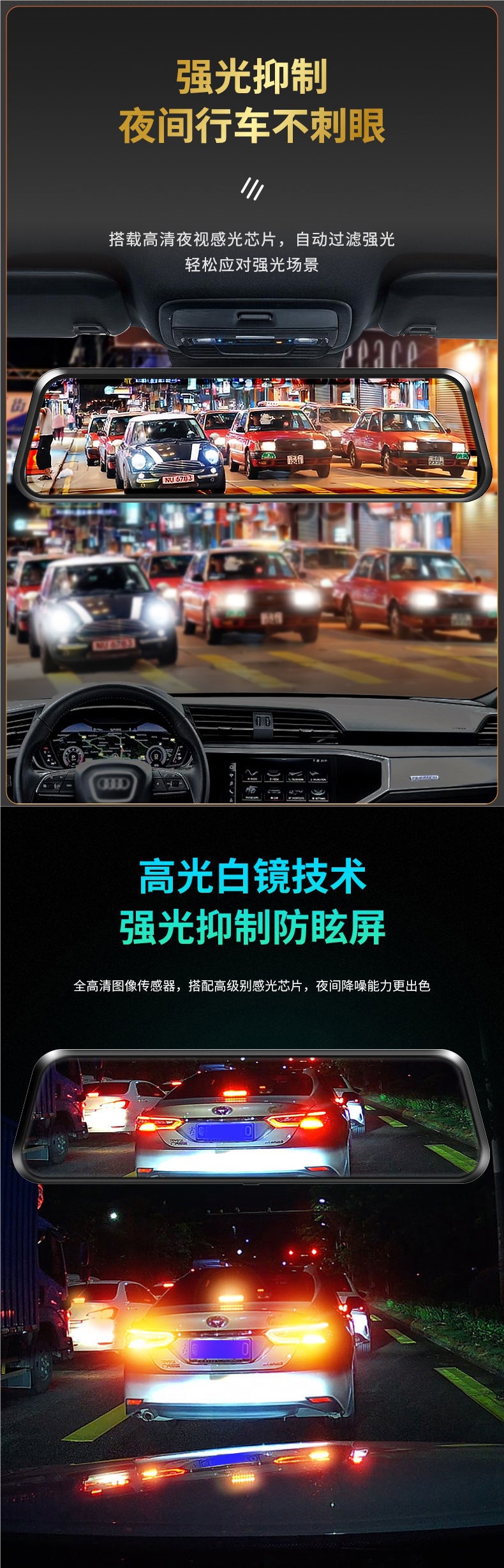 2026 New Model Car Dash Cam with Reverse Camera, Streaming Media Rearview Mirror, Ultra-High-Definition Dual Front and Rear 4K Cameras