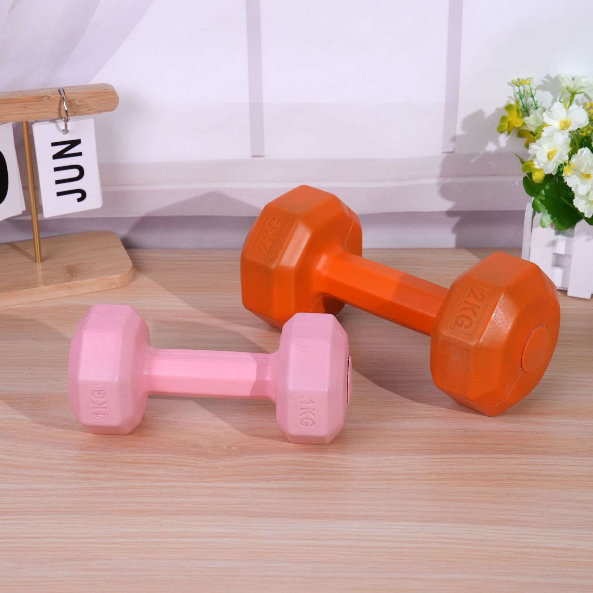 Kadınlar için küçük dambıllar, evde kullanım için fitness ekipmanları, çocuklar için kauçuk kaplı dambıllar, erkekler için kol kası geliştirme kettlebell'leri, yoga dambılları, bir çift set.