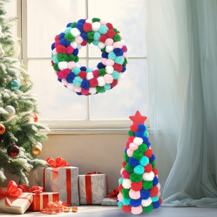 Amazon New Product Christmas Tree Garland Wool Material Colorful Home Decoration Pendant Christmas Tree Ornament Christmas