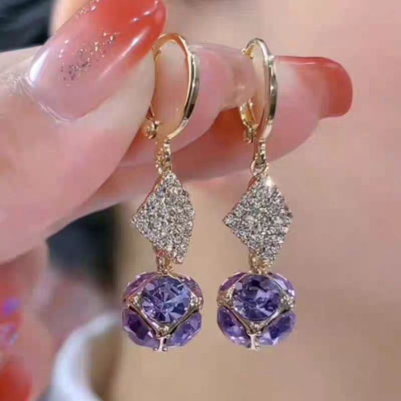 Elegant fashionable universal purple earrings
