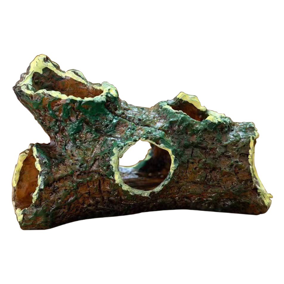 Nueva decoración de paisajismo para acuarios con forma de tojo de árbol, escondite para reptiles, lagartos y serpientes, agujero de árbol simulado de Xiaohongshu para descansar.
