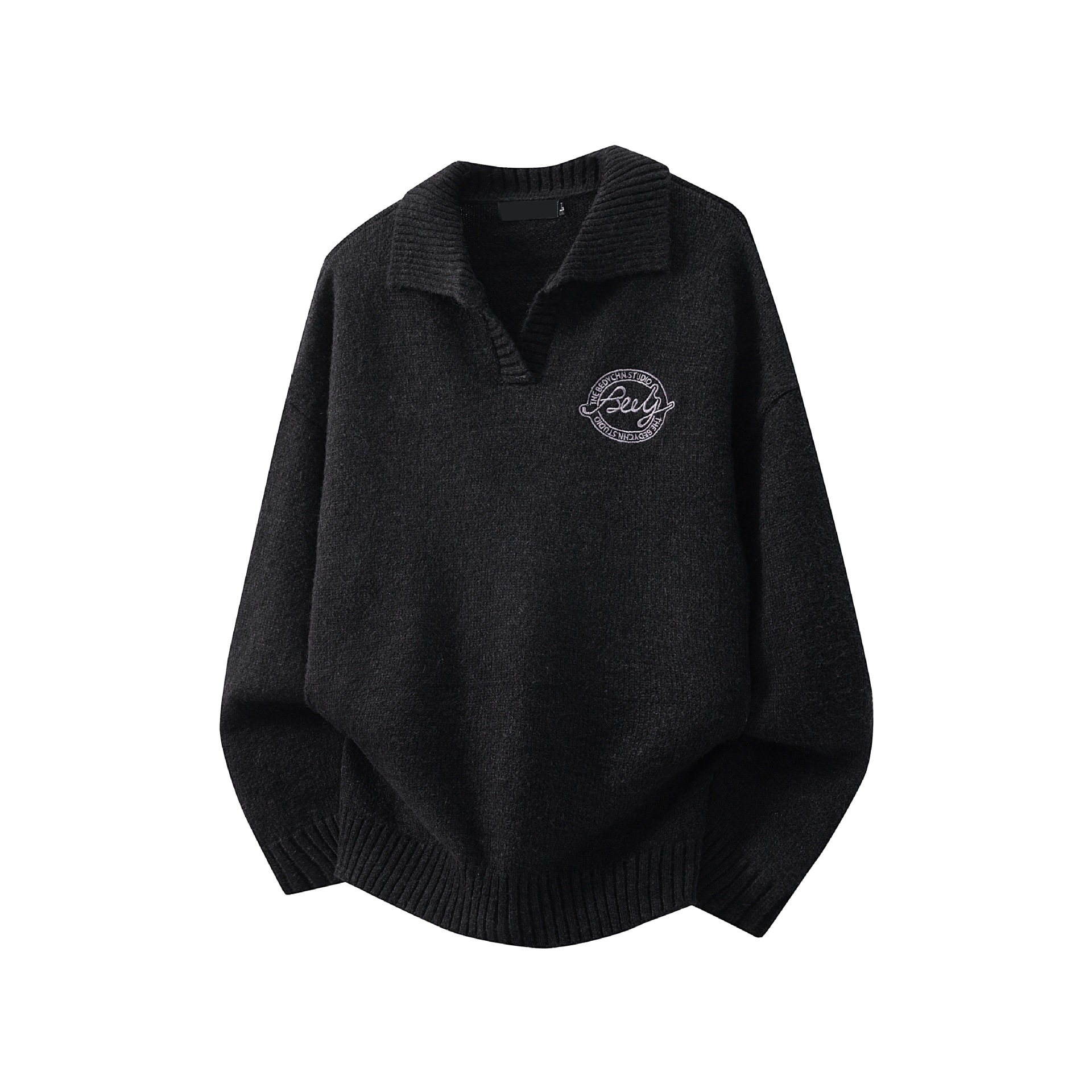 Suéter Polo de Punto con Bordado para Hombre de Poliéster Transpirable y Térmico para Ocio image 6