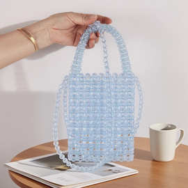 定制手工编织珍珠包包女洋气质感晚宴手提包洋气单肩斜挎串珠包