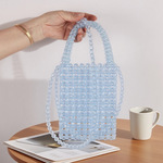 定制手工编织珍珠包包女洋气质感晚宴手提包洋气单肩斜挎串珠包