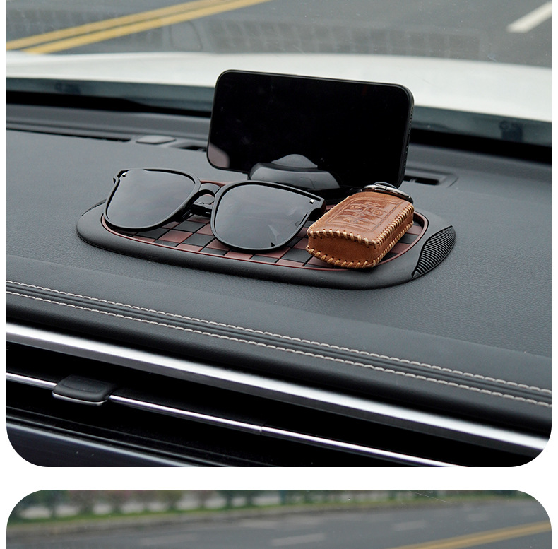Car Chessboard Anti-slip Mat Mobile Phone Bracket Instrument Panel Storage Pad Hidden Digital Temporary Parking Card