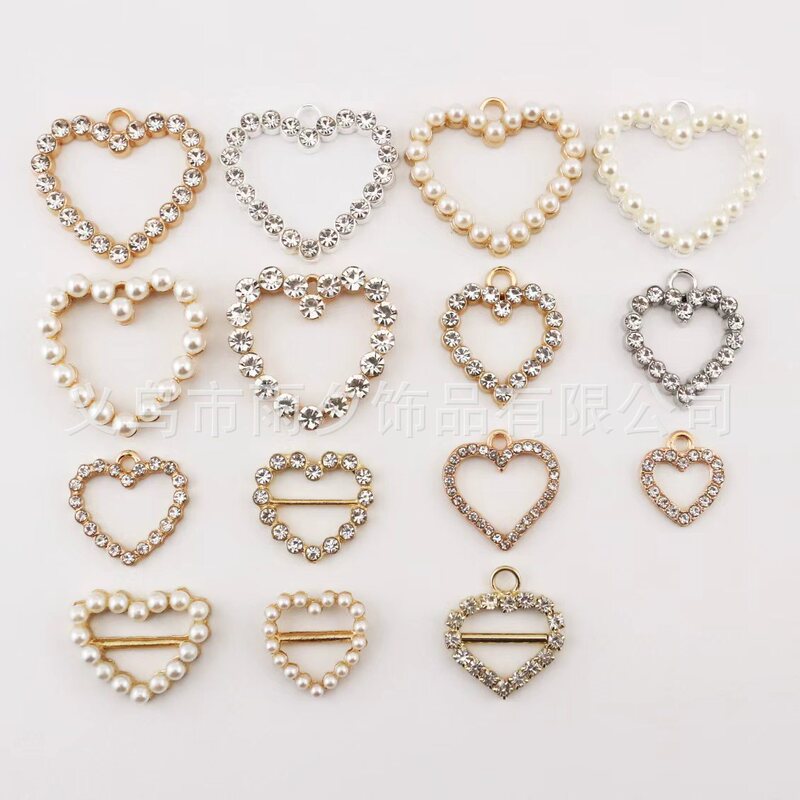 pendant love fashion alloy pendant bow decoration bag clothing diy accessories rhinestone heart gold