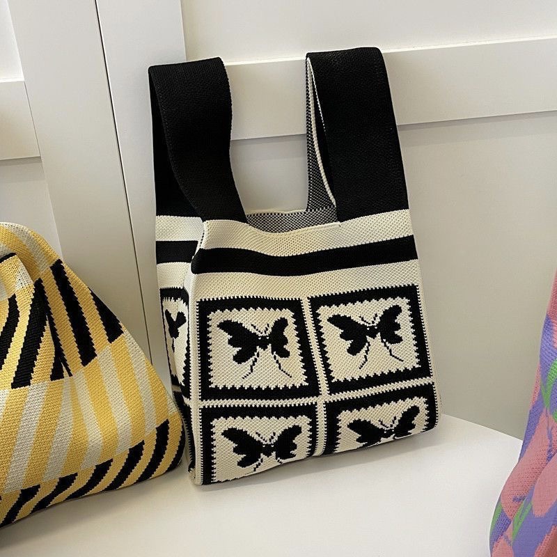 Corea del Sur ins bolsa oso bolso de punto original nicho personalizado bolsa abierta moda bolso de las mujeres