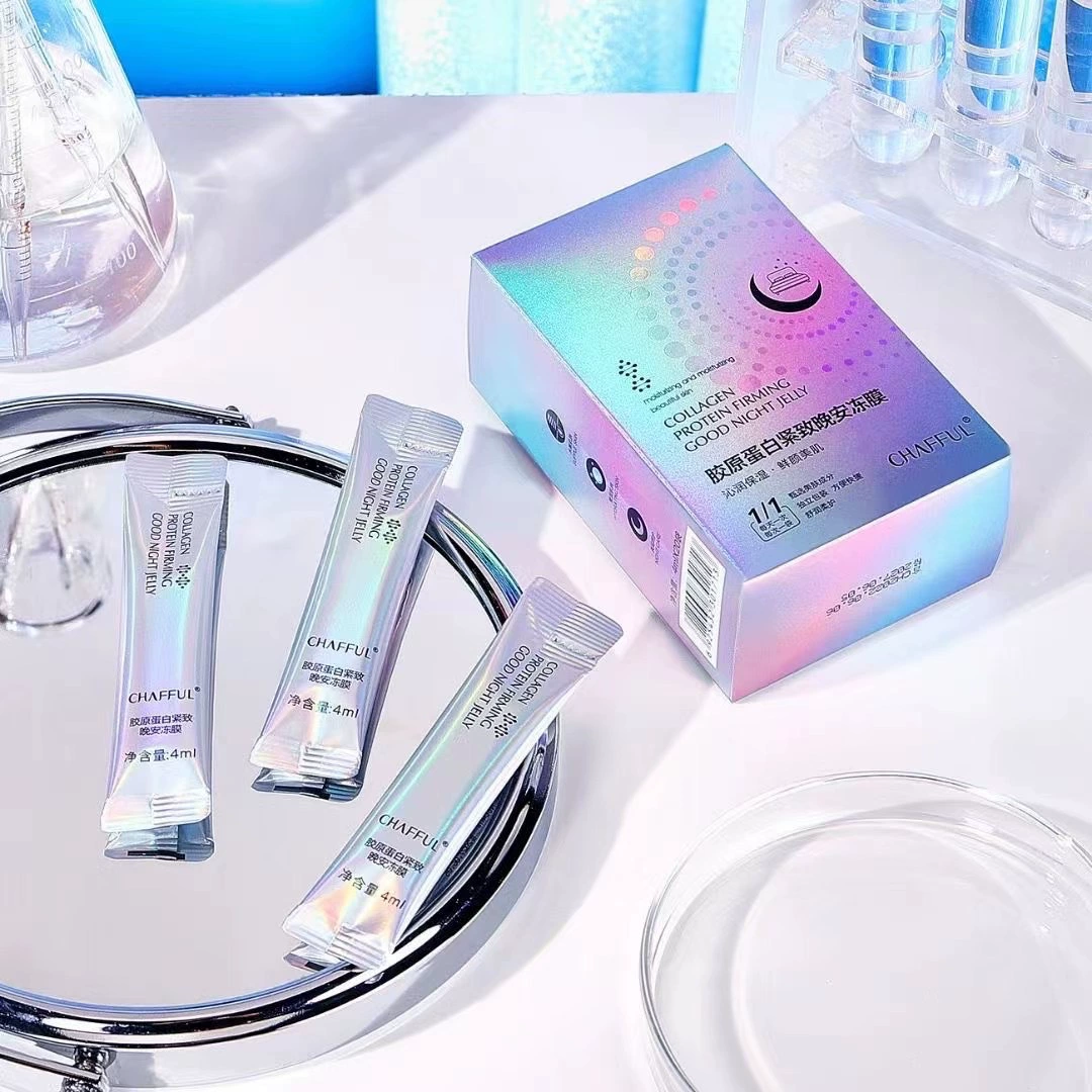 Ночная гелевая маска для лица (CHAFFUL) с collagen упругость и увлажнение, лёгкая подгонка 4 мл саше