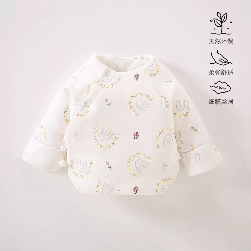 安阳婴童装新生儿半背衣秋冬季夹棉加厚和尚服宝宝上衣保暖家居服