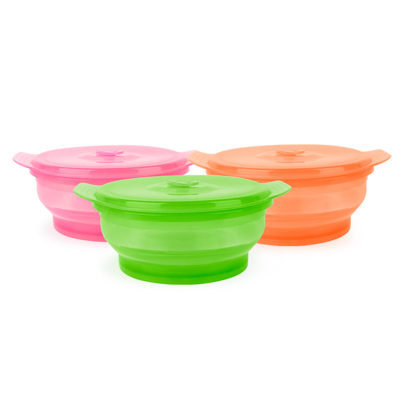 硅胶折叠饭盒便携午餐野餐便当冰箱保鲜料理盒学生食堂饭盒留样盒