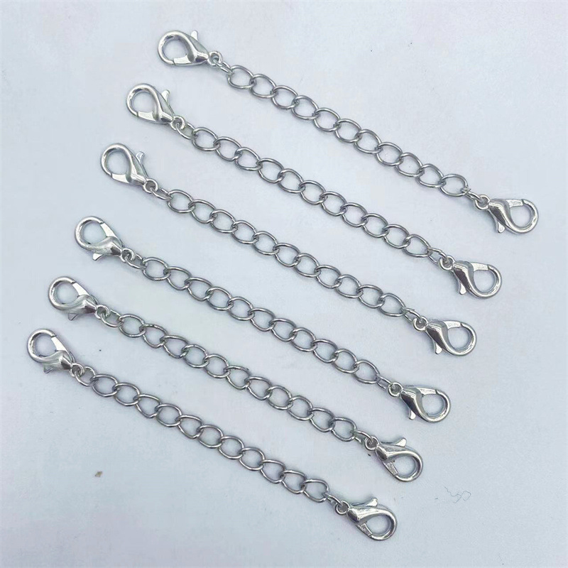 Hebilla de langosta de doble cabeza con cadena de cola cadena ajustable Cadena de extensión de cadena de cuerda de cuero material de joyería de bricolaje Cadena de todo partido al por mayor